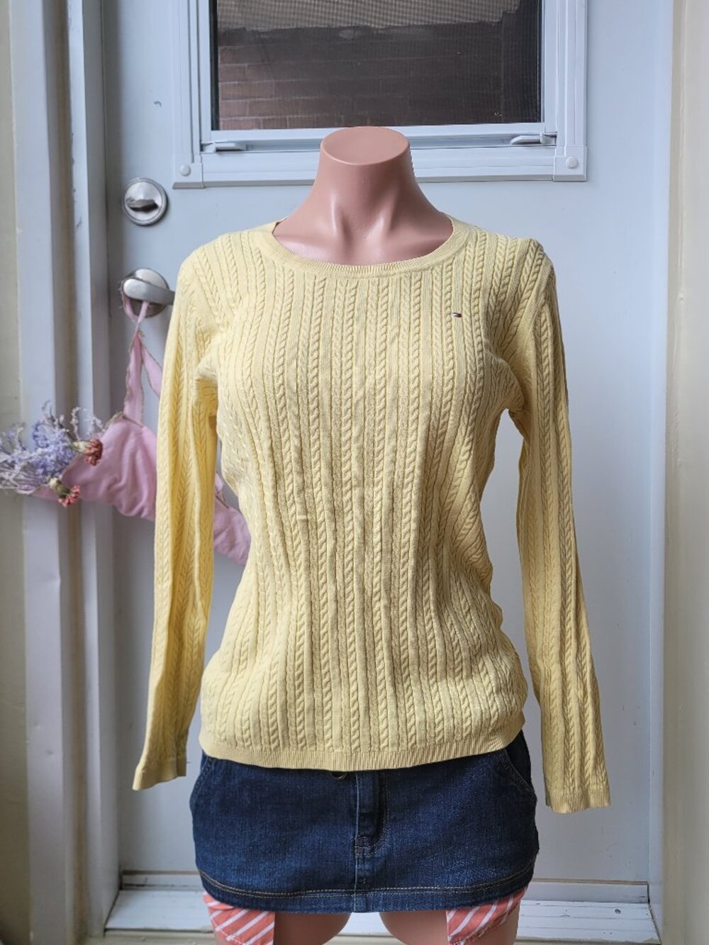 Tommy Hilfiger Yellow Vintage Yellow Cable Knit Sweater